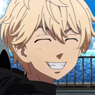 😁 anime, sorridente, bionda, cartone animato, felice telegram sticker
