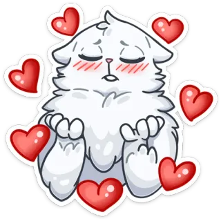 ❤️ cat, hearts, love, cute, adorable, cartoon telegram sticker