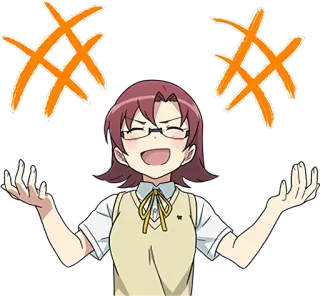 😎 anime, podekscytowany, szczęśliwy, radosny, kreskówka, postać, naklejka telegram sticker