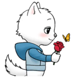 🌹 Anime, Mignon, Dessin animé, Animal, Chien, Rose, Papillon telegram sticker