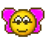 😍 Emoji, Wajah, Gadis, Pita Merah Muda, Seni Piksel, Lucu telegram sticker