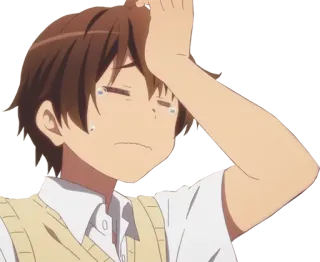 🙄 anime, boy, crying, sad, confused telegram sticker
