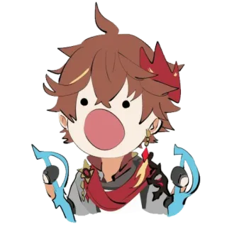 😮 Tartaglia Genshin Impact Tartaglia, Genshin Impact, Chibi, choqué, Hydro, Anime whatsapp sticker