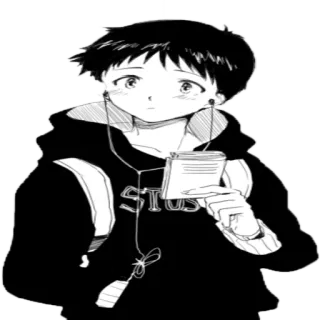 🎧 STUS Аниме, Парень, Наушники, Толстовка whatsapp sticker