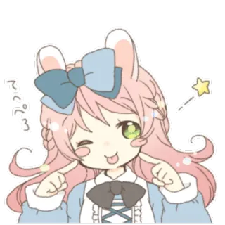 😋 てへぺろ Аниме, Милый, Зайчик, Каваий, Пастельный, Девочка, Стикер, Цифровое искусство telegram sticker