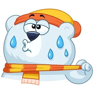 🥵 ours, dessin animé, froid, hiver, triste, pleurer, ours polaire telegram sticker