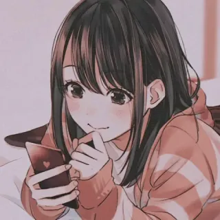 🙂 Anime, Mädchen, Süß, Handy, Kawaii, Liegend whatsapp sticker