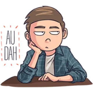 😃 adesivo, desenho animado, personagem, entediado, sentado whatsapp sticker