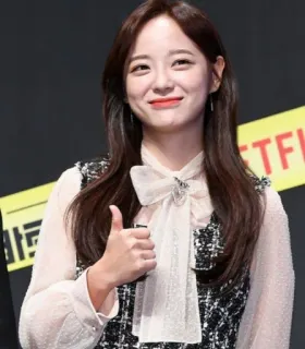 👍 donna, attrice, ritratto, pollice in su, allegra, coreana telegram sticker