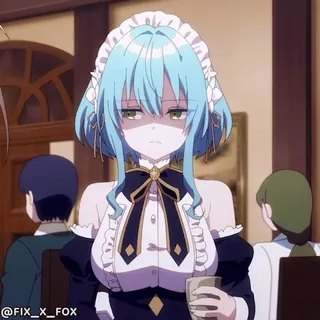 😡 @FIX_X_FOX Anime, Maid, Blaue Haare, Charakter, Zeichnung telegram sticker