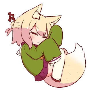 😪 Anime, Renard, Kawaii, Mignon, Endormi, Dessin animé telegram sticker