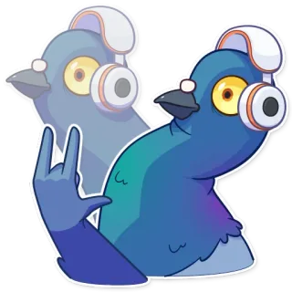 🎧 นกพิราบ, นก, หูฟัง, ร็อค, ท่าทาง telegram sticker