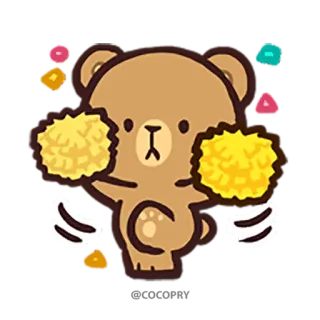🕺 ours, cheerleader, pompons, mignon, animal whatsapp sticker