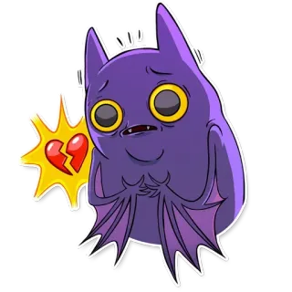 😀 蝙蝠, 心碎, 悲伤, 卡通, 贴纸, 动物 telegram sticker