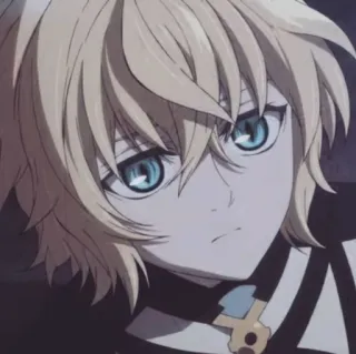🙁 Mikaela Hyakuya Owari no Seraph Anime, Mangá, Mika, cabelo loiro, vampiro telegram sticker