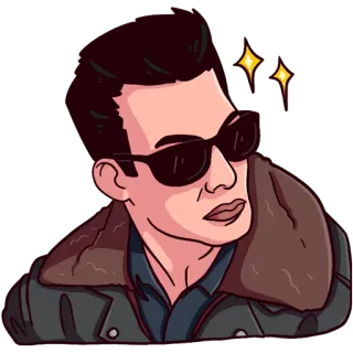 ✨ man, sunglasses, jacket, sparkles, cartoon telegram sticker