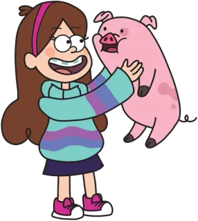 😻 Mabel Pines Gravity Falls メイベル, ブタ, アニメ, キャラクター, ハグ, グラビティフォールズ telegram sticker