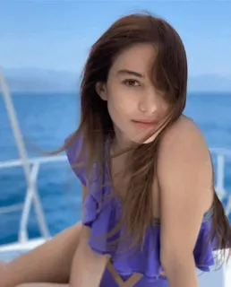 😍 woman, swimsuit, boat, sea, ocean, female telegram sticker