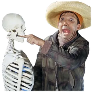 😱 skeleton, man, hat, scared, pointing telegram sticker