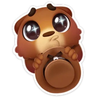 🥺 милый, животное, мультфильм, медведь, шляпа, думающий whatsapp sticker
