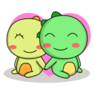 ❤ carino, kawaii, cartone animato, dinosauro, cuore, amore, amici whatsapp sticker