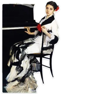 🎹 woman, piano, dress, music, classical, portrait telegram sticker