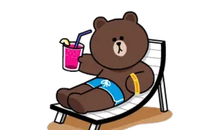 🥃 Brown Bear медведь, пляж, лето, мультфильм, животное, отдых whatsapp sticker