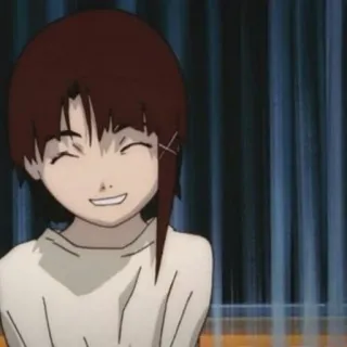😁 Iwakura Lain Serial Experiments Lain anime, fille, personnage, Lain, souriant whatsapp sticker