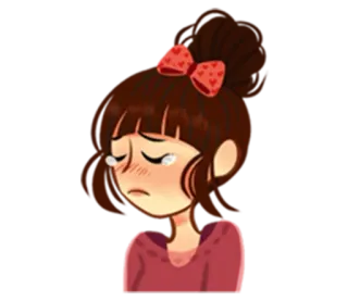 😢 เศร้า, ร้องไห้, การ์ตูน, ผู้หญิง, น้ำตา, อารมณ์ telegram sticker