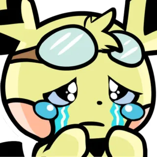 😢 Pichu Pokemon pichu, pokemon, crying, sad, tears, goggles, cute, anime, sticker telegram sticker
