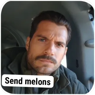 🖼 Henry Cavill Send melons Henry Cavill, actor, humor, meme, celebrity, text sticker whatsapp sticker