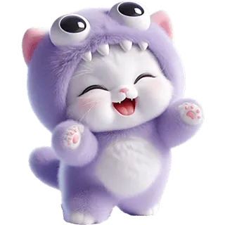 🤗 gatto, animale, carino, mostro, kawaii, viola telegram sticker