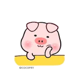 🤔 猪, 动物, 可爱, 卡通 telegram sticker