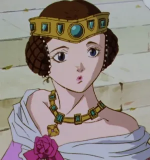 😥 anime, princess, medieval, crown, jewelry, woman telegram sticker
