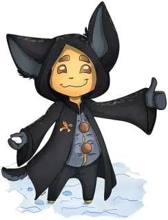 👍 Cartone animato, Personaggio, Pollice in su, Carino, Neve, Inverno telegram sticker