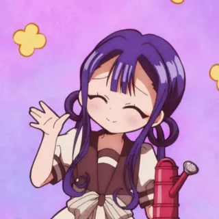 🍇 Anime, Mangá, Desenho animado, Garota, Fofa, Acenando, Regador telegram sticker