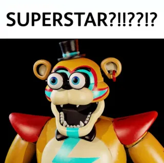 🌟 Freddy Fazbear Five Nights at Freddy's: Security Breach SUPERSTAR?!?!?!? Animatronik, Beruang, Robot, Video game, Neon telegram sticker
