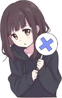 ❌ Chica anime, Desaprobación, Dibujo animado, Negativo, Lindo, Marca X, Rechazar telegram sticker