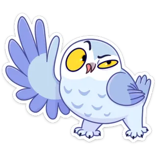 👋 búho, dibujos animados, animal, pájaro, lindo, búho nival whatsapp sticker