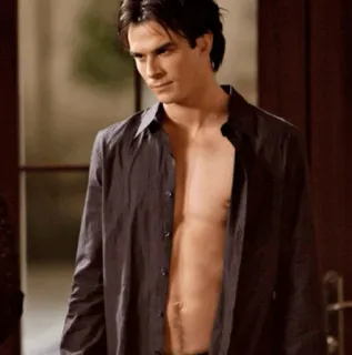 🖤 Damon Salvatore The Vampire Diaries vampir, acara TV, bertelanjang dada, aktor, pria, tampan telegram sticker