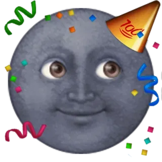 🎉 festa, party, luna, emoji, faccia, coriandoli telegram sticker