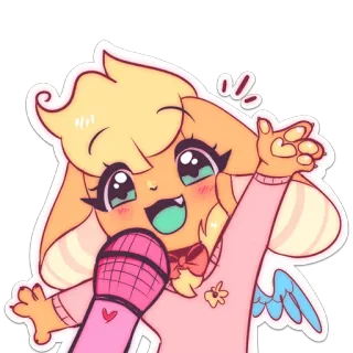 🎤 Dibujos animados, Lindo, Cantando, Micrófono, Kawaii, Anime telegram sticker