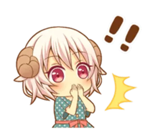 🙊 Menina anime, Chibi, Fofo, Surpreso, Exclamação, Desenho animado telegram sticker