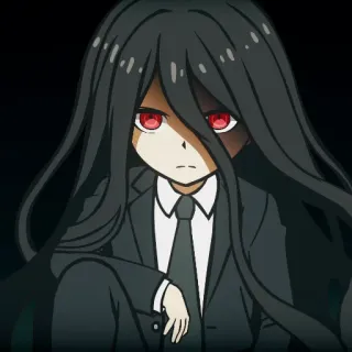 😡 Anime, Personagem, Olhos vermelhos, Cabelo preto, Sério, Masculino, Terno whatsapp sticker