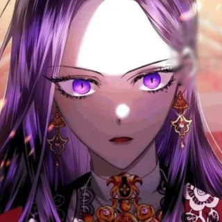 🔮 wanita, rambut ungu, mata ungu, perempuan, karakter, potret telegram sticker
