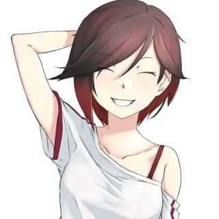 😁 anime, ragazza, sorridente, carina, felice, cartone animato telegram sticker
