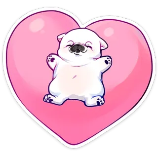 ⭐ perro, cachorro, lindo, kawaii, corazón, amor, pegatina, animal telegram sticker