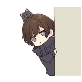 😯 anime, cat, boy, cute, peeking telegram sticker
