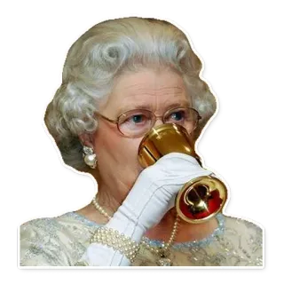 🍷 Queen Elizabeth II королева, елизавета, пьющий, королевский, портрет telegram sticker