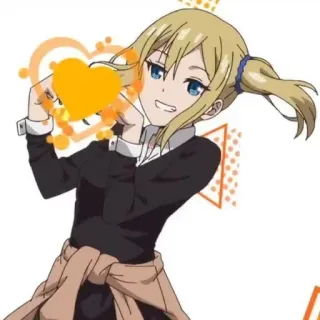 ❤️ Anime, Desenho animado, Menina, Coração, Fofo, Sorrindo whatsapp sticker